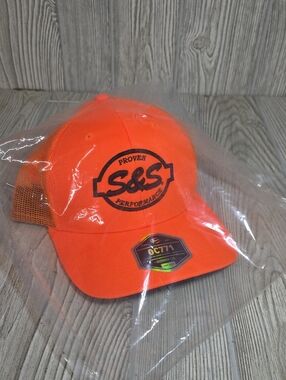 S&S Blaze Orange Trucker Cap Proven Performance Logo Adult Adjustable Hat NEW